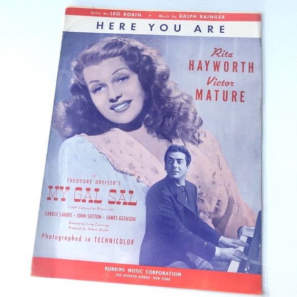 🌸1940s Vintage sheet music Rita Hayworth